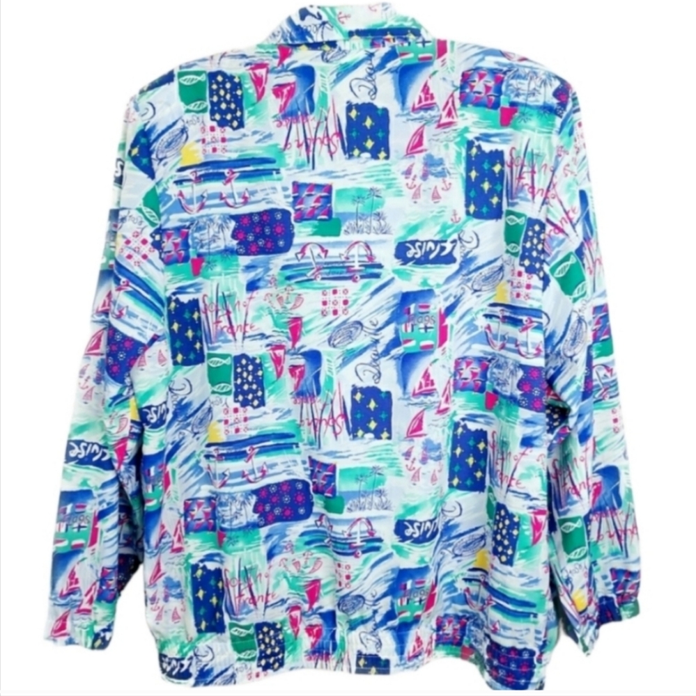 Koret Vintage Nautical Sail Boat 90s Zip Up Bomber Jacket Women's Size Medium M - Picture 4 of 8